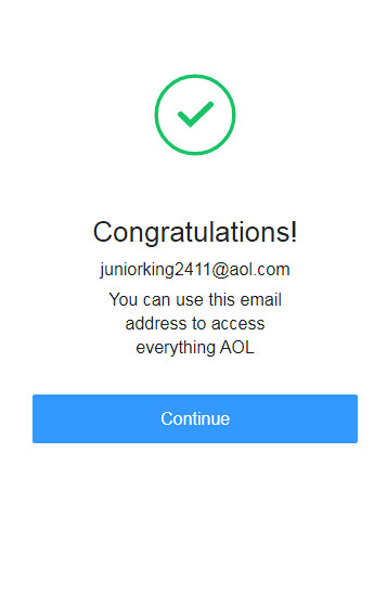 AOL mail sign up congratulations