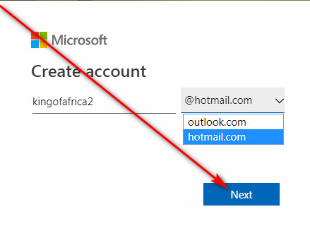Hotmail create account