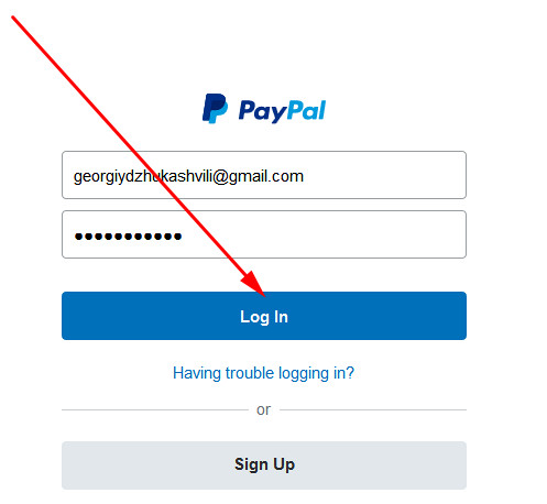 paypal login sign account credentials correct entered if