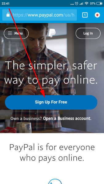 Paypal sign up create account from mobile android