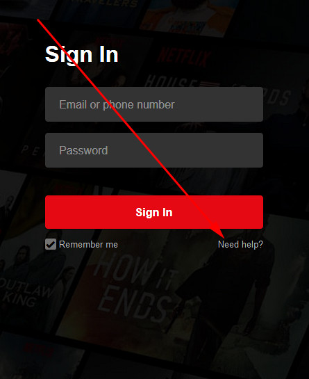 Netflix login sign in recover password