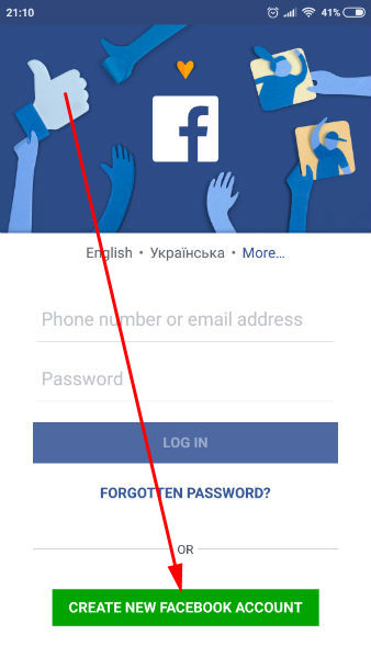 facebook sign up create account from mobile android