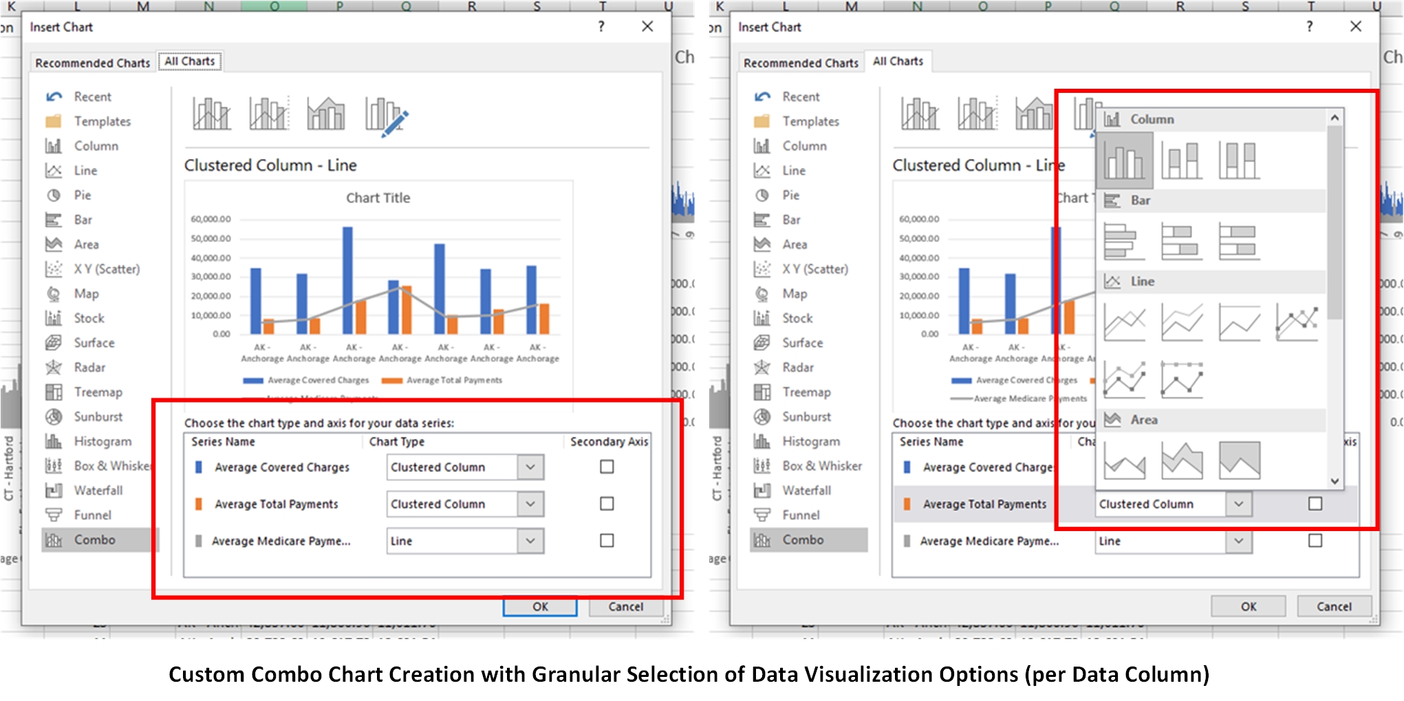 insert a custom combo chart in excel for mac