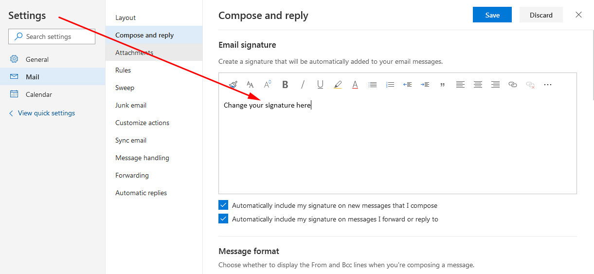 Hotmail sign up create account add signature