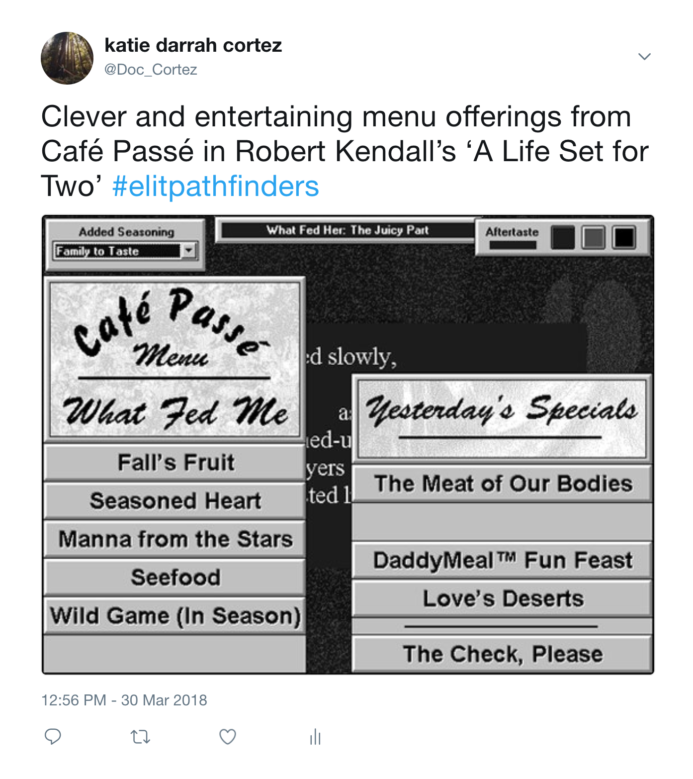 Kendall Tweet Menu