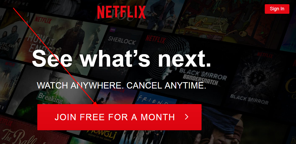 netflix login screen