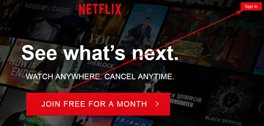 Netflix login from PC