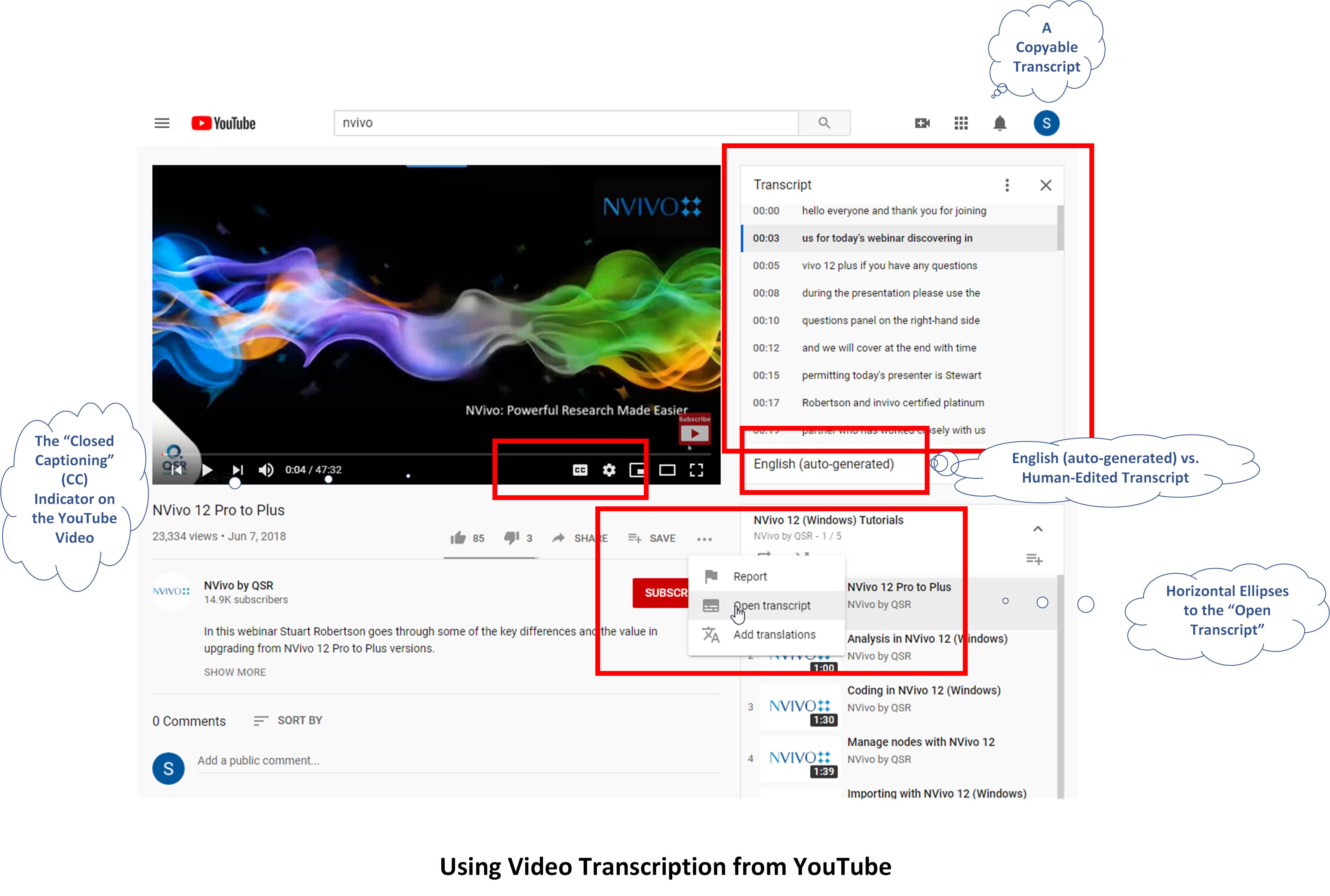 how to transcribe video in nvivo 12